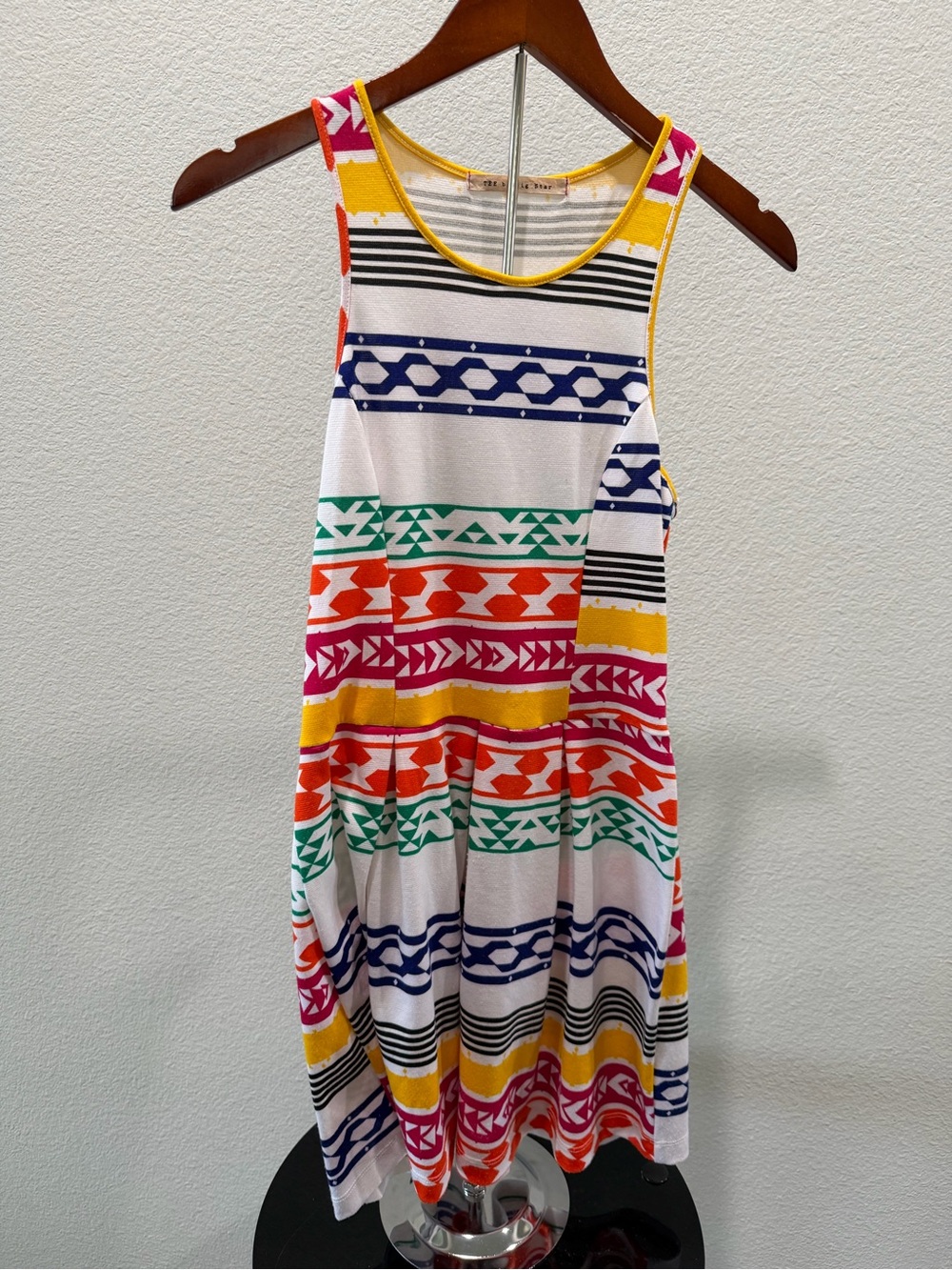 Big Star White Mini Dress with Multi-Color Tribal Stripes